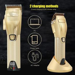 img 1 attached to Professional Hair Clippers for Men - Barber Clippers Set with Cordless Trimmers, Waterproof & Rechargeable - LCD Display, Gold Finish