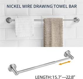 img 3 attached to 🛁 Hoimpro Adjustable Single Towel Bar for Bathroom - Expandable from 15.2 to 27.8 Inches, SUS304 Stainless Steel Bath Towel Holder, Wall Mount with Screws - Hotel Style Rod, Brushed Nickel Finish