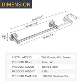 img 1 attached to 🛁 Hoimpro Adjustable Single Towel Bar for Bathroom - Expandable from 15.2 to 27.8 Inches, SUS304 Stainless Steel Bath Towel Holder, Wall Mount with Screws - Hotel Style Rod, Brushed Nickel Finish