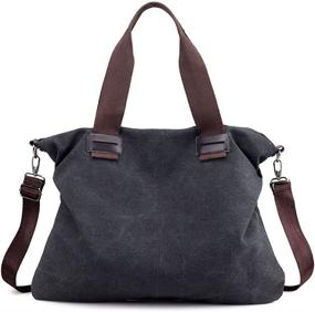 img 4 attached to Vintage Canvas Women's Shoulder Handbags with Wallets in Satchel Style