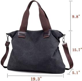 img 3 attached to Vintage Canvas Women's Shoulder Handbags with Wallets in Satchel Style