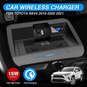 img 3 attached to 📲 Mixsuper Wireless Car Charger QC3.0 Mirror-Surface Fast Charging with USB Port 36W QI Wireless Smart Phone Charging Pad - Compatible with Toyota RAV4 2019-2022 Models (Excluding iPhone 12 Series)