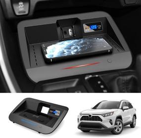 img 4 attached to 📲 Mixsuper Wireless Car Charger QC3.0 Mirror-Surface Fast Charging with USB Port 36W QI Wireless Smart Phone Charging Pad - Compatible with Toyota RAV4 2019-2022 Models (Excluding iPhone 12 Series)