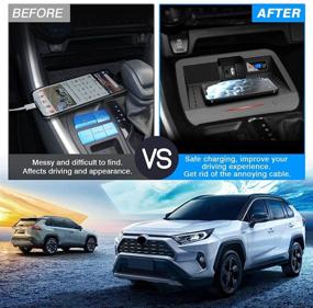 img 2 attached to 📲 Mixsuper Wireless Car Charger QC3.0 Mirror-Surface Fast Charging with USB Port 36W QI Wireless Smart Phone Charging Pad - Compatible with Toyota RAV4 2019-2022 Models (Excluding iPhone 12 Series)