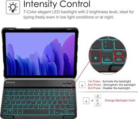 img 1 attached to Fintie Стройный чехол-клавиатура для Samsung Galaxy Tab A7 10.4 2020 Model 🔌 (SM-T500/T505/T507), Черный - с магнитно-съемной беспроводной Bluetooth-клавиатурой и подсветкой 7 цветов, защитный чехол.