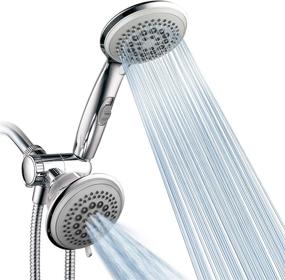 img 4 attached to HotelSpa's PowerSpa: High Pressure 3-Way Luxury Shower Head Combo with 63 Flow Settings, Water Saving Hand Pause Switch – Stainless Steel Hose/Chrome Finish