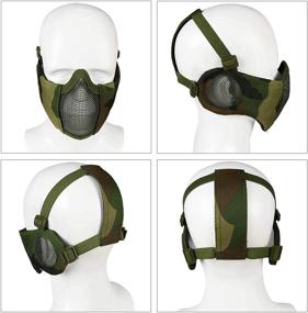 img 2 attached to AOUTACC Half Face Airsoft Mesh Mask and Cap Set: Tactical Protection for Airsoft Paintball BB Guns with Adjustable Baseball Cap and Ear Protection