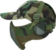 aoutacc half face airsoft mesh mask and cap set: tactical protection for airsoft paintball bb guns with adjustable baseball cap and ear protection logo