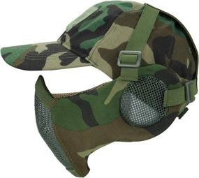 img 4 attached to AOUTACC Half Face Airsoft Mesh Mask and Cap Set: Tactical Protection for Airsoft Paintball BB Guns with Adjustable Baseball Cap and Ear Protection