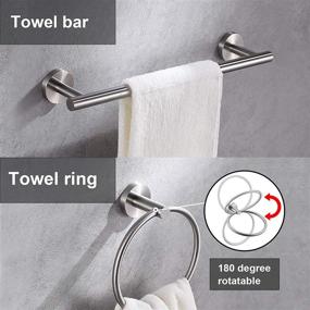 img 2 attached to 🛁 Complete Bathroom Hardware Set in Brushed Nickel - 16-inch Towel Bar, 2 Towel Hooks, Toilet Paper Holder, Hand Towel Ring - Round SUS304 Stainless Steel Accessories - Heavy Duty Wall Mount