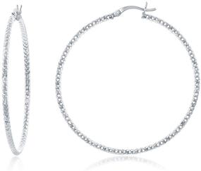 img 1 attached to 💎 Dazzle in Sterling Silver: Diamond-Cut Hoop Earrings of Various Sizes – 20mm, 25mm, 30mm, 35mm, 45mm, 60mm