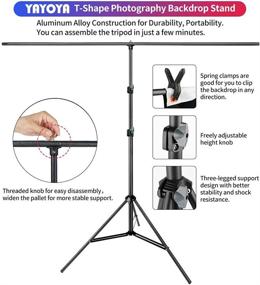 img 2 attached to 📸 YAYOYA набор экранов черно-белого фона 5x6.5 футов для фото-видео студии - 2-в-1 обратимый черный фон белого экрана с поддерживающей стойкой в форме буквы Т и 5 зажимами для фона.