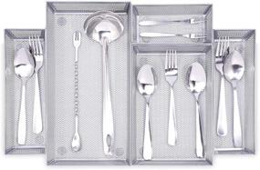 img 3 attached to 🍴 Silverware Drawer Organizer - 5 Compartment Cutlery Tray with Foam Feet for Kitchen Silverware Storage