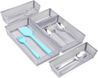 🍴 silverware drawer organizer - 5 compartment cutlery tray with foam feet for kitchen silverware storage логотип