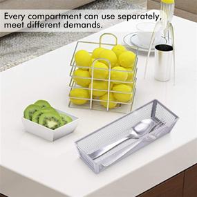 img 1 attached to 🍴 Silverware Drawer Organizer - 5 Compartment Cutlery Tray with Foam Feet for Kitchen Silverware Storage