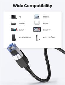 img 1 attached to UGREEN Cat 8 Ethernet Cable: High-Speed Braided 40Gbps 🔌 2000Mhz Network Cord - Gaming PC, PS5, Xbox, Modem - 6FT
