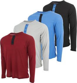 img 4 attached to DARESAY Men's Thermal Crew Long Sleeve Henley Tops Base Layer Shirt [4-Pack]: Stay Warm and Stylish in this Versatile Set!