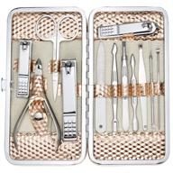 💅 zizzon professional nail care kit - rose gold manicure grooming set with travel case logo