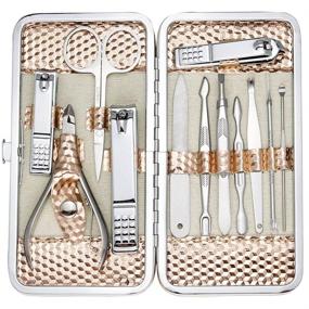 img 4 attached to 💅 ZIZZON Professional Nail Care Kit - Rose Gold Manicure Grooming Set with Travel Case