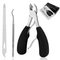 🔪 yinyin professional podiatrist toenail clippers: effective thick & ingrown nail clippers for men & seniors - curved blade grooming tool (black) logo