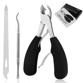 img 4 attached to 🔪 YINYIN Professional Podiatrist Toenail Clippers: Effective Thick & Ingrown Nail Clippers for Men & Seniors - Curved Blade Grooming Tool (Black)