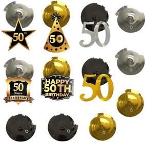 img 1 attached to Набор украшений для 50-летия | Знамя "Hooray to 50 Years" с набором вихрей | Украшения для вечеринки на 50-летие для женщин и мужчин