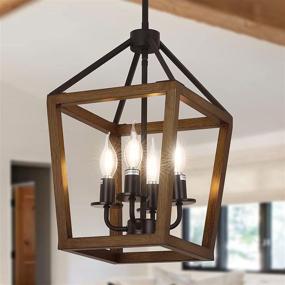 img 4 attached to 🏮 Linsly Rustic Chandelier: Vintage Iron Lantern Fixture for Farmhouse Dining, Entryway, and Kitchen Island