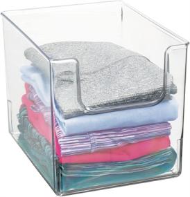 img 1 attached to 🗄️ mDesign Ligne Collection Clear Stackable Dip Storage Organizer Bins - 4 Pack for Closet, Shelf, Cabinet, and Cupboard Organization