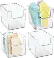 🗄️ mdesign ligne collection clear stackable dip storage organizer bins - 4 pack for closet, shelf, cabinet, and cupboard organization logo