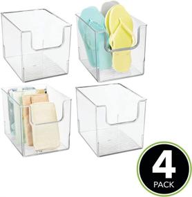 img 3 attached to 🗄️ mDesign Ligne Collection Clear Stackable Dip Storage Organizer Bins - 4 Pack for Closet, Shelf, Cabinet, and Cupboard Organization