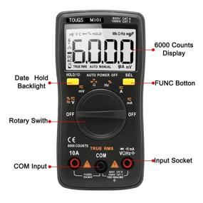 img 3 attached to 🔧 Toughs M101 True-RMS Digital Multimeter - Auto-Ranging, 6000 Counts - Electricians Pocket Multi Tester with LCD Backlight