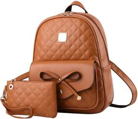 img 4 attached to 🎒 Ihayner Women's Bowknot 2-Piece Fashion Backpack Set - Cute Mini Leather Backpack Purse