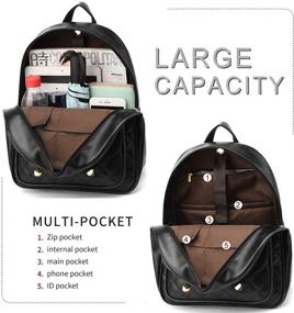 img 2 attached to 🎒 Ihayner Women's Bowknot 2-Piece Fashion Backpack Set - Cute Mini Leather Backpack Purse