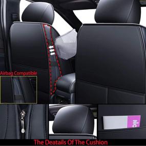 img 2 attached to 🚙 HUIDASOURCE Car Seat Covers for Jeep Grand Cherokee 2011-2019 – Airbag Compatible Full-Set, Waterproof Leather, Black (14-Piece Set)