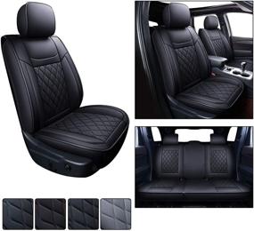 img 1 attached to 🚙 HUIDASOURCE Car Seat Covers for Jeep Grand Cherokee 2011-2019 – Airbag Compatible Full-Set, Waterproof Leather, Black (14-Piece Set)