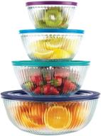 pyrex 8-piece 100 years glass mixing bowl set (limited edition) - assorted colors lids: a timeless collection for kitchen perfection logo