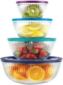 img 1 attached to Pyrex 8-piece 100 Years Glass Mixing Bowl Set (Limited Edition) - Assorted Colors Lids: A Timeless Collection for Kitchen Perfection