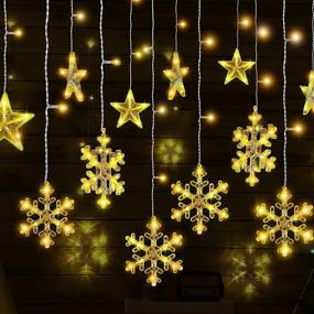 img 4 attached to 🎄 Snowflake Style Christmas Fairy Hanging Lights – 126 LED Window Curtain String Lights, USB Plug-in, 8 Modes Control – Xmas Decoration Window Light for Indoor Outdoor