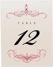 img 1 attached to Enhance Your Wedding Décor with Decadent Flourish Wedding Table Numbers: Choose Color & Quantity (Champagne, Ruby Red), 1-20, Double Sided, Ideal for Parties & Restaurants - Tent or Stand Use