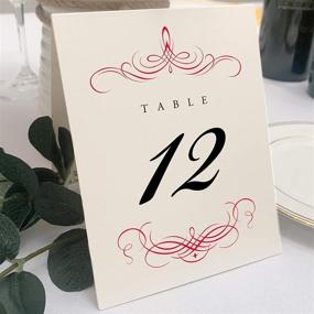 img 4 attached to Enhance Your Wedding Décor with Decadent Flourish Wedding Table Numbers: Choose Color & Quantity (Champagne, Ruby Red), 1-20, Double Sided, Ideal for Parties & Restaurants - Tent or Stand Use