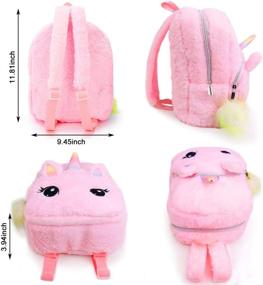 img 1 attached to Plush Unicorn Backpack Mini Girls Backpacks