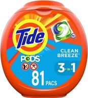 tide pods clean breeze: 81 count high efficiency laundry detergent soap pods logo