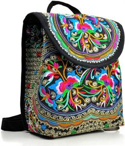 img 2 attached to 🎒 Colorful Festival Embroidered Backpack: Casual Women's Handbags & Wallets with Shoulder Straps