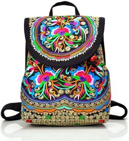 img 4 attached to 🎒 Colorful Festival Embroidered Backpack: Casual Women's Handbags & Wallets with Shoulder Straps