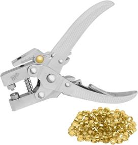 img 4 attached to 🔨 Kurtzy Eyelet Hole Punch Pliers Kit - 100 Eyelets Included - 16cm/6.3 Inch Leather Belt Grommet Tool - 7.2mm Gold Metal Grommets - Plier Puncher Set for Fabric, Clothing, Footwear, Handbags, and Crafts