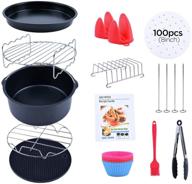 complete air fryer accessories set, compatible with 4.2qt - 5.8qt deep air fryers, dishwasher safe, nonstick coating, with magnetic cheat sheet, for gowise ninja cosori cozyna philips power logo