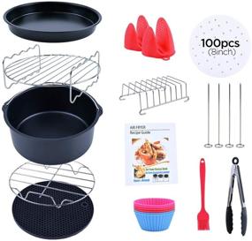 img 4 attached to Complete Air Fryer Accessories Set, Compatible with 4.2QT - 5.8QT Deep Air Fryers, Dishwasher Safe, Nonstick Coating, with Magnetic Cheat Sheet, for Gowise Ninja Cosori Cozyna Philips Power