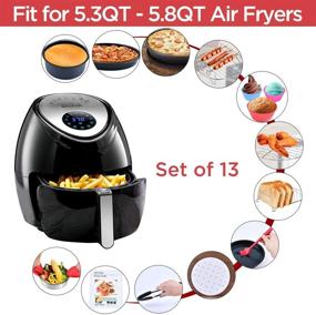 img 3 attached to Complete Air Fryer Accessories Set, Compatible with 4.2QT - 5.8QT Deep Air Fryers, Dishwasher Safe, Nonstick Coating, with Magnetic Cheat Sheet, for Gowise Ninja Cosori Cozyna Philips Power