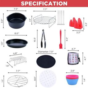 img 1 attached to Complete Air Fryer Accessories Set, Compatible with 4.2QT - 5.8QT Deep Air Fryers, Dishwasher Safe, Nonstick Coating, with Magnetic Cheat Sheet, for Gowise Ninja Cosori Cozyna Philips Power