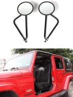 🚙 enhance your jeep experience with motobiker shake-proof off-road adventure mirrors - bolt-on hinge mirrors for jeep wrangler jk cj yj tj (black, round b) logo